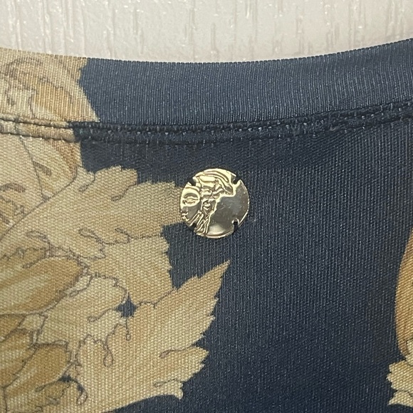 Versace Jeans Couture Navy Blue Gold Chromo Couture T-Shirt Semi Sheer Long Sm - Picture 11 of 11